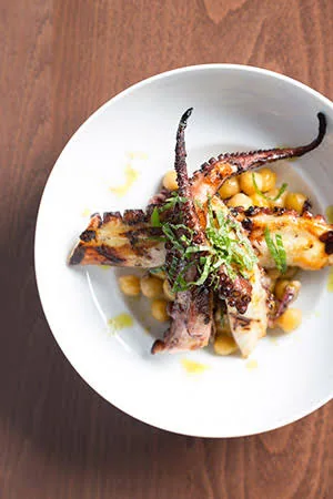 Grilled octopus with seasonal beans